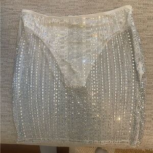 12th tribe violet white rhinestone mesh mini skirt